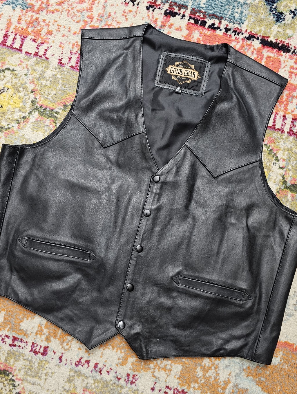 Guide Gear Field Tested Mens Concealed Carry Vest Size Xl Black Leather Snap Up